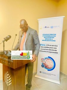 M. Amadou Tham Camara, président de l’Association Guinéenne de Presse en Ligne AGUIPEL.📷 Fatoumata Diallo ©️ Décembre 2025 - Bambouguinee.com - [Guinée - Conakry] - 