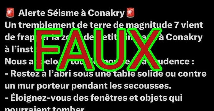 Fake alert à Conakry : non,  »Petit Simbaya » n’a pas été frappé par un séisme de magnitude 7 aujourd’hui