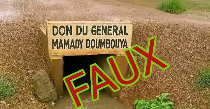 Faux – Mamadi Doumbouya n’a pas financé ce ponceau : la plaque est un montage viral