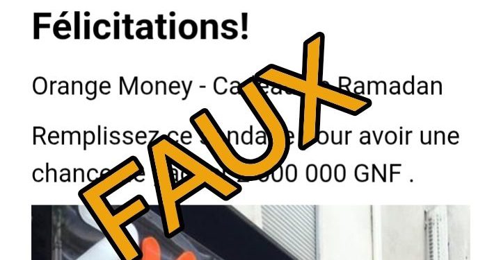 Arnaque au « Cadeau de Ramadan » : Le Lien Promettant 2 600 000 GNF est une Fausse Offre d’Orange Money !