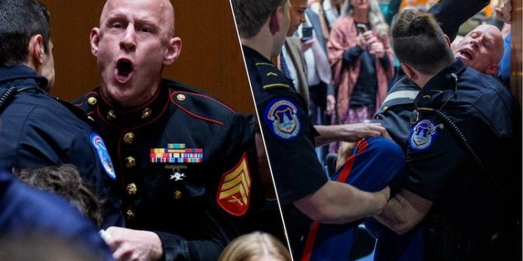 Un vétéran des Marines violemment expulsé du Capitole : « L&rsquo;Amérique ne veut pas faire cette guerre pour Israël »