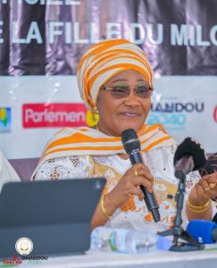 Hadja Maimouna YOMBOUNO Vice-présidente du Conseil National de la Transition CNT, l'initiatrice de la cérémonie de commémoration du centenaire de Jeanne Martin Cissé, lundi 6 avril 2026 à Conakry, en République de Guinée.