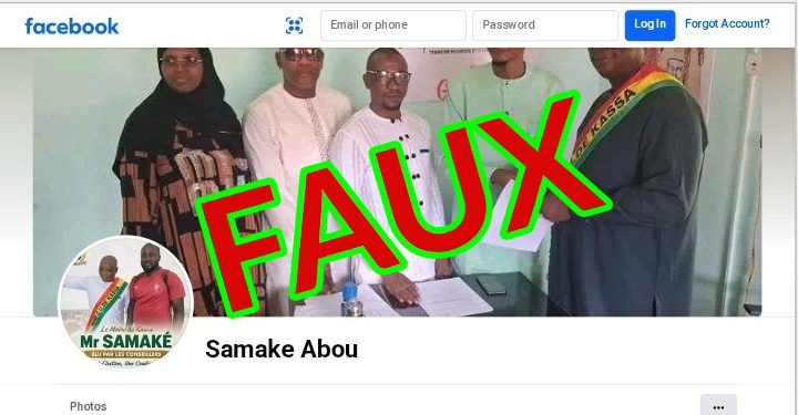 Faux. Attention ce compte Facebook usurpe l’identité du Maire de Kassa, Abou Samaké